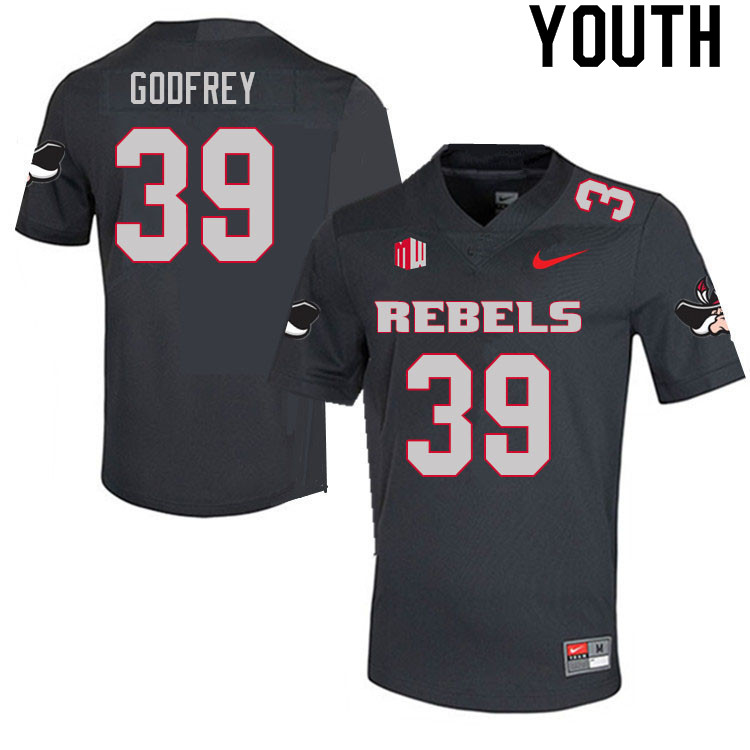 Youth #39 Daniel Godfrey UNLV Rebels College Football Jerseys Sale-Charcoal